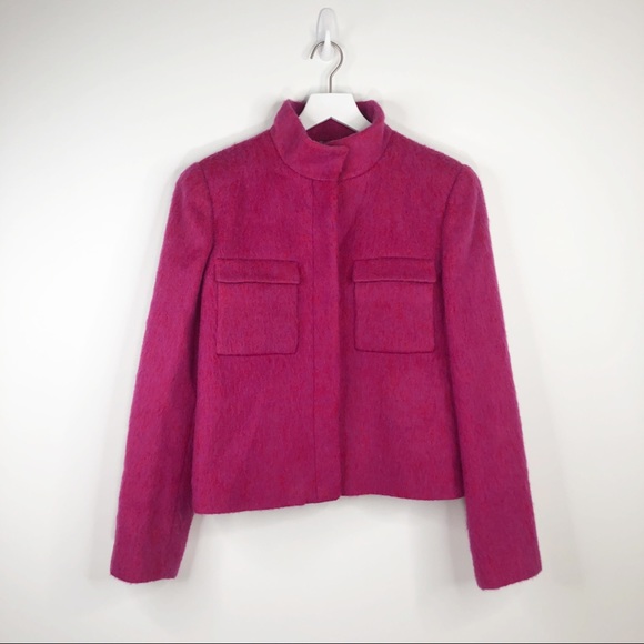 Giorgio Armani Pink Red Mohair Wool Jacket Size 46 - Picture 4 of 8